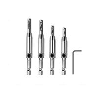 Zorlun 4/7/16PCS Set di punte for trapano a corona, punzonatrice, maschiatrice for cerniere, utensili elettrici for la lavorazione del legno autocentranti(4PCS SET(A))