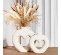 Zormon Set di 2 Vasi in Ceramica a Forma di Cuore, Stile Nordico Minimalista, per Centro Tavola e Decorazione Casa, Regalo per Matrimonio e Housewarming