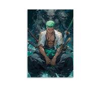 Zoro - Poster One Piece, stampa artistica da parete su tela, decorazione per la casa, camera da letto e soggiorno, 50 x 75 cm, senza cornice