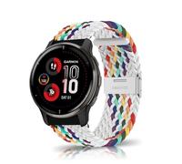 ZoRoll 20mm Cinturino per Garmin Vivoactive 6/5/vívomove Trend/Venu Sq 2 Music/2 Plus, Nylon Intrecciato Regolabile Cinturino per Garmin Forerunner 570 42mm/245/ Approach S50/S44 - Arcobaleno Bianco