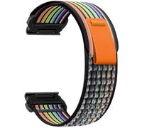 ZoRoll 22mm QuickFit Cinturino per Garmin Fenix E/Fenix 8 47mm/Fenix 7 Pro/Fenix 7/6 Pro/6/5/5 Plus, Elastico Nylon Cinghie di Ricambio per Garmin Tactix 8 47mm/Descent G2/Epix - Arcobaleno Nero