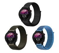 ZoRoll 3 Pezzi 18mm Cinturino per Garmin Forerunner 255S Music/Vivoactive 4S/Vivomove 3S/Venu 2S, Nylon Ricambio Bracciale per Garmin Move 3S/Damen Q Venture HR Gen 4 - Nero+Verde Militare+Blu