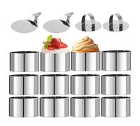 Zorplex 12 Pezzi Coppapasta Tondi 8cm, Coppa Pasta Tondo, Anelli per Torte in Acciaio Inossidabile, Stampi Rotondi per Torta, Dessert, Biscotti, Mousse (12)