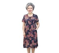 ZORQ Elegante Abito Estivo Vintage a Maniche Corte for Mezza età e Anziani: Comodo ed espressivo (Color : 1166 Navy Blue, Dimensione : XXL)