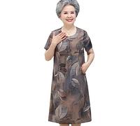 ZORQ Elegante Abito Estivo Vintage a Maniche Corte for Mezza età e Anziani: Comodo ed espressivo (Color : 1167 Gray, Dimensione : 4XL)