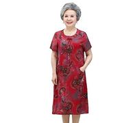 ZORQ Elegante Abito Estivo Vintage a Maniche Corte for Mezza età e Anziani: Comodo ed espressivo (Color : 1165 Red, Dimensione : 3XL)