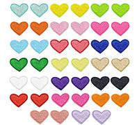 ZORRA 40 Pezzi Cuore Toppe Termoadesive, Più Colori Carino Mini Cuore Ricamato Cucire Toppe Termoadesive per Abbigliamento Giacche Cappelli Zaini Jeans Riparazione Decorazioni Accessori Fai Da Te