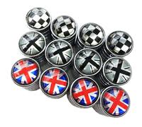 Zorratin cromato valvola del pneumatico ruota stelo tappo a vite coperchio con Union Jack/Checker pulsante per mini Cooper R50 R53 R56 R57 N ° F65 F55 R55 R52 R57 R58 R59 R60 R61 JCW