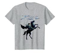 Zorro, su, Cavallo, Acciaio, Spada, Testo Maglietta, Bambini, Grigio Melange, 6 Anni