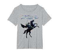 Zorro, su, Cavallo, Acciaio, Spada, Testo Maglietta, Donna Plus-Size, Grigio Melange, 4X