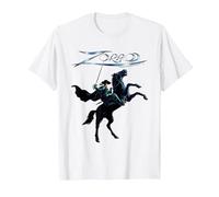 Zorro, su, Cavallo, Acciaio, Spada, Testo Maglietta, Uomo, Bianco, 3XL