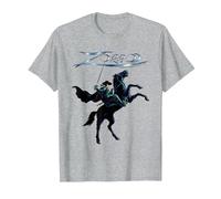 Zorro, su, Cavallo, Acciaio, Spada, Testo Maglietta, Uomo, Grigio Melange, L