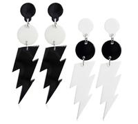 ZORTVUL 2 Paia Di Orecchini A Perno In Acrilico Retrò Anni '80 Anni '90, Orecchini Da Donna In Stile Vintage Arancione Per Feste A Tema, Feste In Maschera, Donne E Ragazze, Acrilico(Bianco, Ne