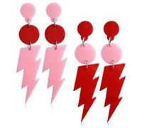 ZORTVUL 2 Paia Di Orecchini A Perno In Acrilico Retrò Anni '80 Anni '90, Orecchini Da Donna In Stile Vintage Arancione Per Feste A Tema, Feste In Maschera, Donne E Ragazze, Acrilico(Rosso, Ros