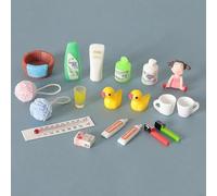 Zoruam 19 accessori per porta di gnomo, accessori per la casa delle bambole, accessori per la casa delle bambole, set da bagno con mini dentifricio, spugna da bagno, piccola ragazza anatra