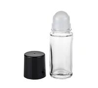 Zoruam 3 Flaconi Roll-On, Flaconi da rotolamento in vetro da 50 ml con sfera in plastica e tappo, Flaconi da rotolo ricaricabili per la distribuzione di deodoranti oli essenziali, Balck