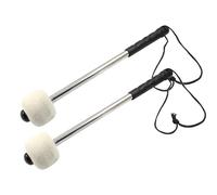 Zorveiio 2 mazzuole per grancassa, lunghezza 32 cm, in feltro di lana, bacchette per grancassa, bacchette per percussione, con manico in acciaio inossidabile, colore: beige e bianco