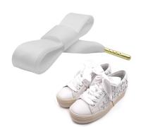 ZORVUJI Lacci in Raso per Donna Bianchi, Lacci Larghi 3,2 cm per Sneakers, Scarpe da Ginnastica, Décolleté e Mocassini, Ideali per Scarpe alla Moda e Quotidiane, Lunghezza 150 cm