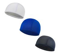 ZORVUJI Sottocasco Moto Estivo Traspirante, 3 Pezzi Sottocasco Bici Estivo, Berretto Sportivo Uomo Donna, Bandana Ciclismo, Cuffia Sotto Casco Moto, Poliestere (Nero+Bianco+Blu)