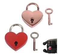 ZORVYN 2 Pezzi Mini Lucchetto a Forma di Cuore, Vintage Lucchetto dell'Amore con Chiave, Lucchetto Cuore Decorativo per Armadio, Portagioie, Diario, Cassetto (Rosso e Oro Rosa)