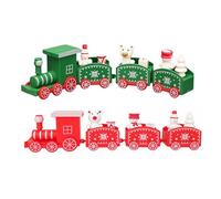 ZORVYN 2 pezzi Treno di Natale in Legno Treno Natalizio Decorativo con 3 Carrozze per Decorazione Natalizia Regalo Ragazzi Familiari Calendario Arrivo Festa di Natale