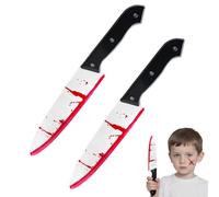 ZORVYN 2PCS Coltello Insanguinato di Halloween con Dettaglio di Sangue Finto-Accessorio Perfetto per Costumi Spaventosi e Travestimenti di Halloween Adulti e Bambini, Arma con Sangue Realistico