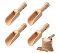 ZORVYN 4 Pezzi Mini Cucchiai in Legno, Riutilizzabili per Sale, Spezie e Altro, Cucchiaio per Sali da Bagno, Zucchero, Vasetti, Piccolo Cucchiaio per Barattoli
