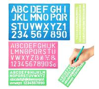 ZORVYN 4 Pezzi Stencil Lettere, Modelli di Lettere Grandi e Piccole, per Bambini, Disegni, Pittura, Apprendimento, Fai da Te (Dimensioni Miste) (Colori Misti)