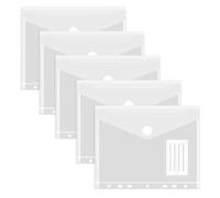 ZORVYN 5 Pezzi Buste Trasparenti A5 Impermeabili con Foratura, Chiusura in Velcro e Tasca per Etichette per Archiviazione e Organizzazione
