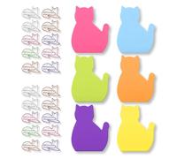 ZORVYN 6 Blocchetti di Sticky Notes con Gattini e 20 Graffette Colorate, Postt Adesivi Kawaii a Forma di Animali, Segnalibri Adesivi per Scuola e Casa (180 Fogli)