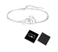 ZORVYN Bracciale da donna in argento con quadrifoglio, bracciale da donna, da donna, per fidanzata, braccialetti dell'amicizia, regali per donne
