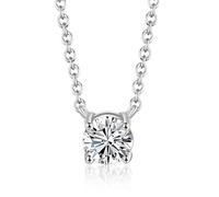 ZORVYN Collana Punto Luce Donna in Argento 925 Sterling Girocollo con Ciondolo Zircone da 6mm Catenina Idea Regalo per Lei Mamma Fidanzata