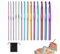 ZORVYN Confezione da 14 pezzi Set di Uncinetti e Ferri da Maglia in Alluminio, Filato Artigianale, Kit Uncinetto e Crochet (14 misure: 2mm-10mm) (Multicolore)