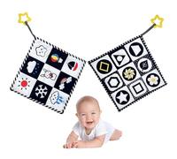 ZORVYN Giocattolo per Neonati Libro di Stoffa Sensoriale Contrasto Set Regalo Carrozzina (0-3 Mesi, 0 3 6 12 Mesi) (Bianco e Nero)