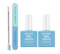 ZORVYN Kit Rimozione Smalto Semipermanente Rapido con 2 Flaconi di Remover Semipermanente Unghie, Spingi Cuticole e Lima per Manicure a Casa