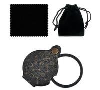 ZORVYN Lente d'Ingrandimento Tascabile 15x, Pieghevole, Portatile, con Custodia Protettiva, 1 Panno per la Pulizia e 1 Borsa Nera, Ideale per Lettura di Libri, Giornali, Mappe (Pelle Nera con Motivo)