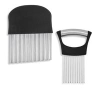 ZORVYN Porta Fette di Cipolla in Acciaio Inox, Affettatrice per Limone, Tagliaverdure, Utensile per Affettare Carne, Patate, Pomodorini, Insalata, Utensili da Cucina per la Casa (Nero)