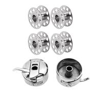 ZORVYN Set da 2+4 Capsula Porta-Spolina Universale in Acciaio Inossidabile, Navetta per Macchina da Cucire Universale, Cassa della Bobina, Compatibile (Argento)