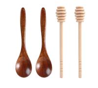 ZORVYN Set di 4 Cucchiai per Miele in Legno e Bastoncini Miele per Dosare e Mescolare Sciroppo e Marmellata - Utensili da Cucina