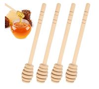 ZORVYN Set di 4 Cucchiaio per Miele in Legno 16cm Agitatore Naturale per Barattolo di Miele e Sciroppo Accessorio da Cucina per Matrimoni e Feste