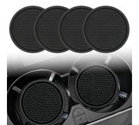 ZORVYN Set di 4 Sottobicchieri per Auto, Inserto Portabicchieri Auto, Accessori Interni Auto, Tappetini Antiscivolo per Portabicchieri (7 cm) (Nero)