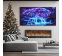 ZORYAN Albero della Vita Fantasy Quadri da Parete Moderni per Soggiorno Cascata Celeste Stampa su Tela Galassia Mistica Decorativa per Salotto Quadretti per Camera da Letto Senza Cornice 80x160 cm