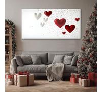 ZORYAN Cuori 3D Quadri Moderni Soggiorno Amore Bianco Stampa su Tela Grande Decorazione Matrimonio Pittura Senza Cornice Decorazioni da Parete per Camera da Letto Salotto 50x100 cm