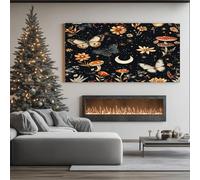 ZORYAN Farfalla Bohémien Quadri da Parete Moderni per Soggiorno Fiore Floreale Stampa su Tela Luna Celeste Decorativa per Salotto Quadretti per Camera da Letto Senza Cornice 80x160 cm