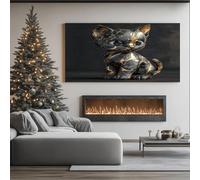 ZORYAN Gatto Grande Stampa su Tela Gattino Moderno Quadri Moderni Grandi Dimensioni Marmo Dorato di Lusso Quadro per Soggiorno Senza Cornice Decorazione Murale 60x120 cm