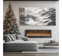 ZORYAN Paesaggio Monocromatico Stampe su Tela Pino Botanico Quadri Moderni per Salotto Uccello Decorazione da Parete Grandi Immagine per Camera da Letto con Cornice 60x120 cm