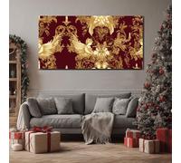 ZORYAN Quadro Moderno per Soggiorno Angelo di Natale Stampe su Tela Fiore Barocco Grandi Dimensioni Ala Vintage Decorazione da Parete per Camera da Letto Salotto, Senza Cornice 50x100cm