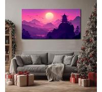 ZORYAN Silhouette Natura Quadro Stampe su Tela Arte Asiatica Moderne Grandi Dimensioni Alba Rossa Decorazione Murale per Soggiorno Camera da Letto Senza Cornice 80x160cm