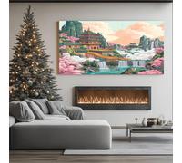 ZORYAN Tempio Anime Quadri Moderni Soggiorno Illustrazione di Scenario Giapponese Tela Grandi Dimensioni Stampe da Parete per Camera da Letto Decorazioni per la Casa Senza Cornice 50x100 cm