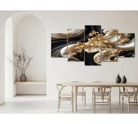 ZORYAN Wall Art 5 Pezzi Barocco Astratto Stampe e Quadri su Tela per Soggiorno Oro Decorazione Moderna Camera da Letto Quadro Multipannello Ufficio Idea Regalo 150x75 cm